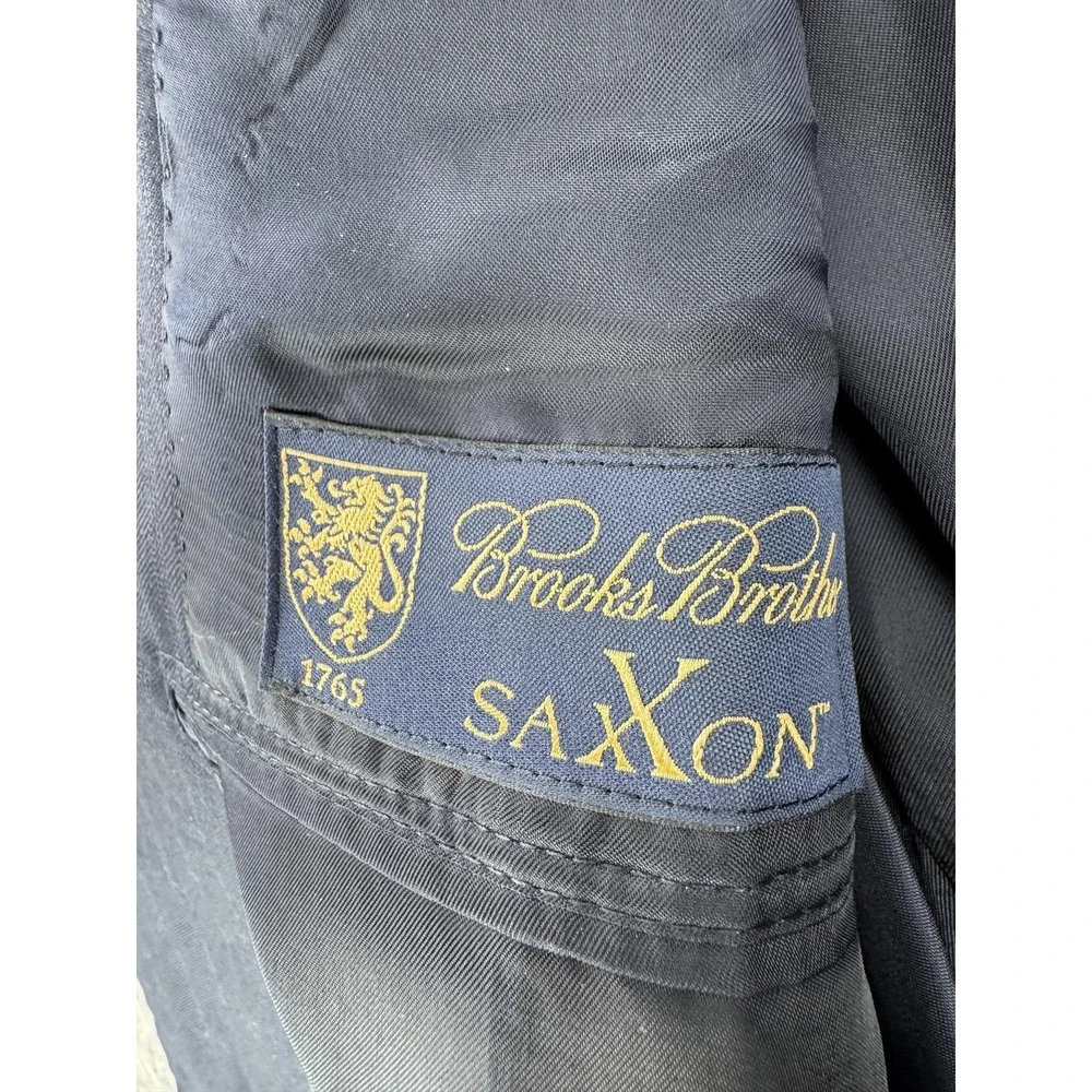 Brooks Brothers Suit Jacket Mens 40R Blue Pinstripe Saxxon Wool 1818 Madison USA